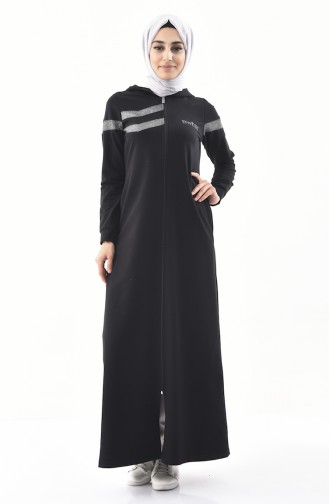 Hooded Sports Abaya 9021-03 Black 9021-03