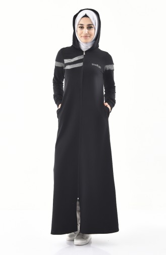 Hooded Sports Abaya 9021-03 Black 9021-03