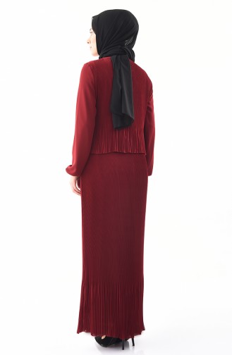 Claret Red Hijab Dress 7216-09