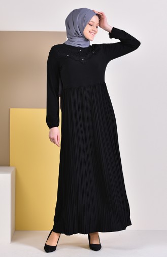Dantel Detaylı Sandy Elbise 4133-01 Siyah
