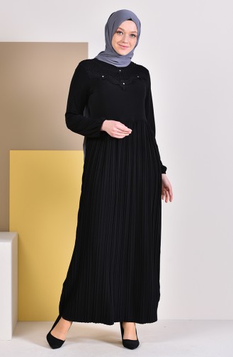 Dantel Detaylı Sandy Elbise 4133-01 Siyah