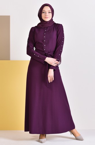 Stone Belted Dress 0226-04 Purple 0226-04