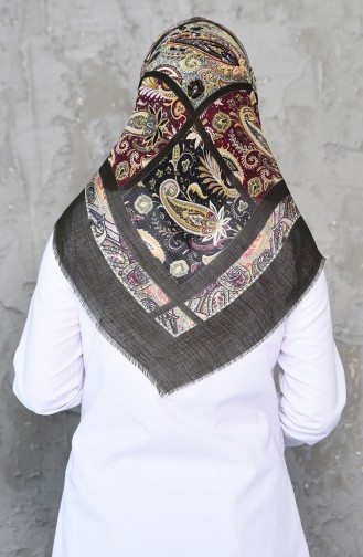 Patterned Flamed Cotton Scarf 901461-03 Khaki 901461-03