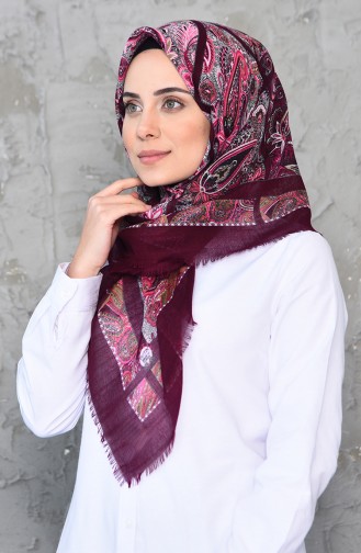 Patterned Flamed Cotton Scarf 901461-05 dark Purple 901461-05
