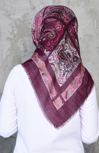 Patterned Flamed Cotton Scarf 901461-05 dark Purple 901461-05