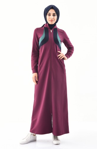 Abaya Sport avec Poches 8372-05 Plum 8372-05