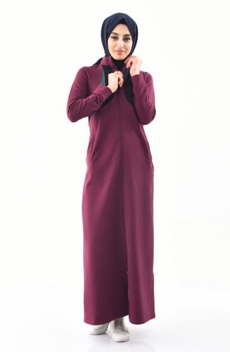 Abaya Sport avec Poches 8372-05 Plum 8372-05