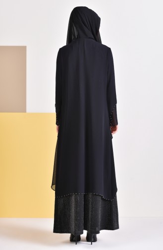 Black Hijab Evening Dress 3136-01