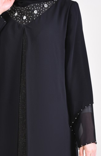 Black Hijab Evening Dress 3136-01