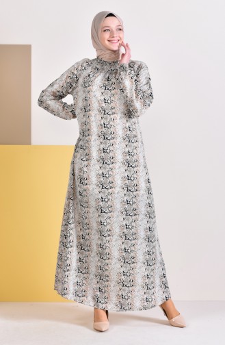 Gemustertes Kleid 0280-01 Schwarz Creme 0280-01