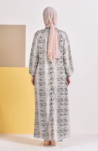 Gemustertes Kleid 0280-01 Schwarz Creme 0280-01