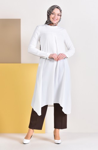 A Pleat Asymmetric Tunic 0146-02 Light Beige 0146-02