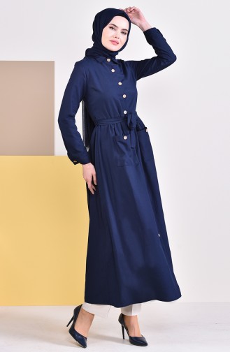 Buttoned Long Tunic 1271-05 Navy Blue 1271-05