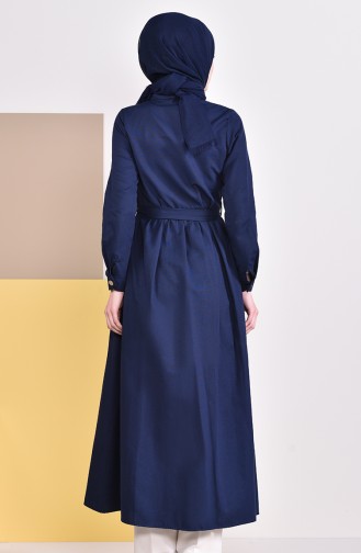 Buttoned Long Tunic 1271-05 Navy Blue 1271-05