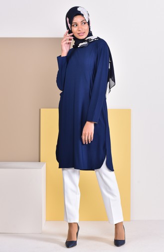 Pocketed Tunic 50307-02 Navy Blue 50307-02