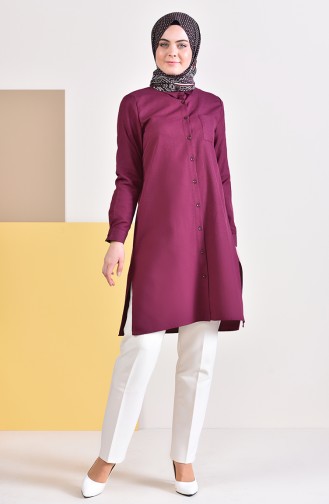 Slit Pocketed Tunic 6350-14 Plum 6350-14