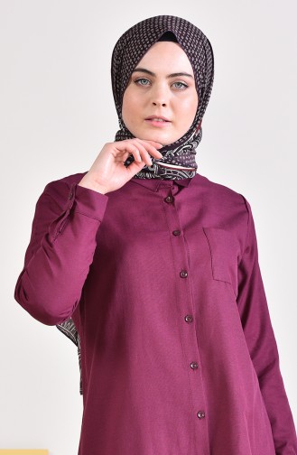 Yırtmaçlı Cepli Tunik 6350-14 Mürdüm 6350-14