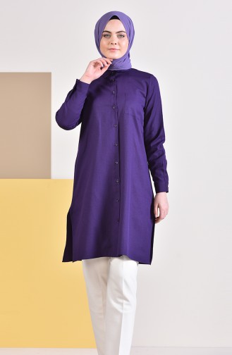 Slit Pocketed Tunic 6350-15 Purple 6350-15