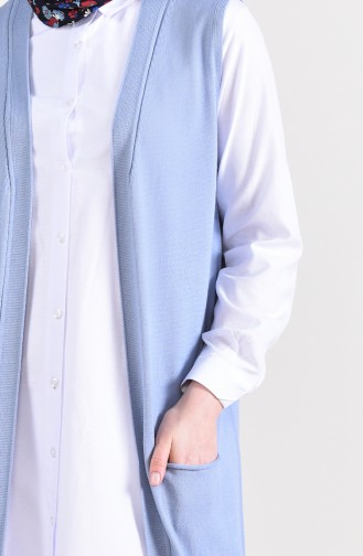 Slim Fit Knitwear Pocket Vest 4128-16 Baby Blue 4128-16