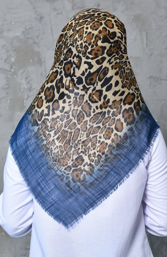 Patterned Flamed Cotton Scarf 901462-01 İndigo 901462-01