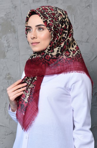 Patterned Flamed Cotton Scarf 901462-06 Cherry 901462-06