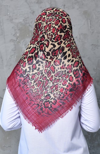 Patterned Flamed Cotton Scarf 901462-06 Cherry 901462-06