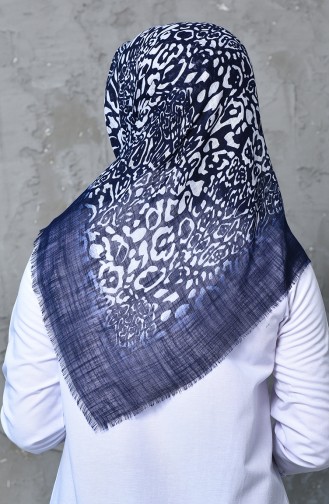 Echarpe Coton a Motifs 901462-12 Bleu Marine Blanc 901462-12