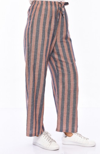 Pantalon Large a Rayures 2023-03 Tabac 2023-03