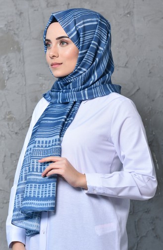 شال قطن بتصميم مُطبع 95260-03 لون ازرق فاتح 95260-03