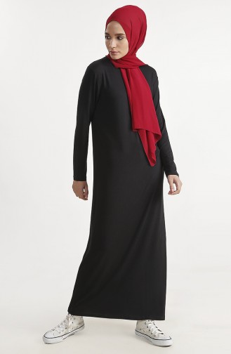 فستان بتصميم سادة 1243-02 لون أسود 1243-02