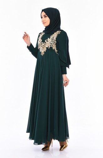 Emerald Green Hijab Evening Dress 8750-07
