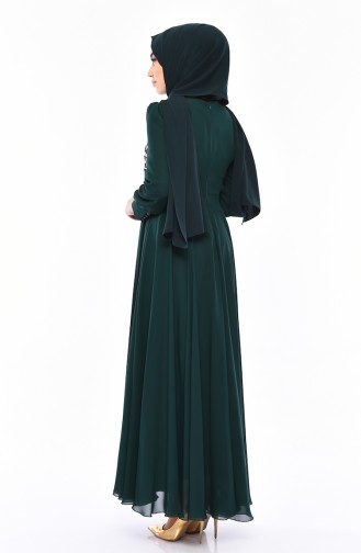 Emerald Green Hijab Evening Dress 8750-07