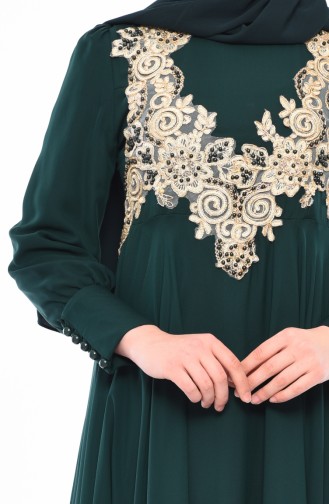 Emerald Green Hijab Evening Dress 8750-07