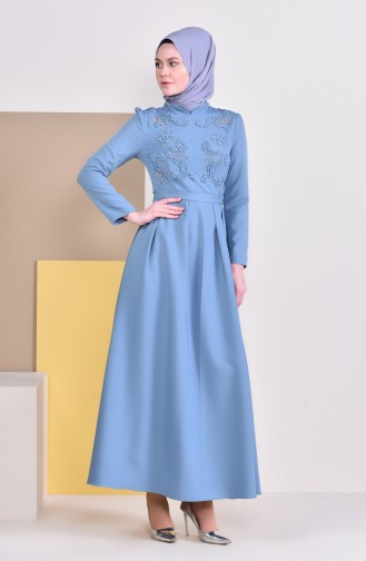 Blue Hijab Dress 9026-01