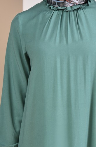 فستان فيسكوز بتصميم مزموم 1012-01 لون اخضر لون اخضر 1012-01