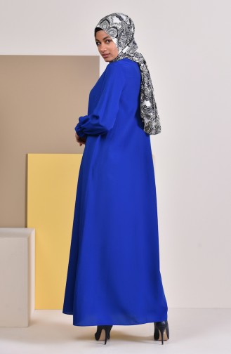Saks-Blau Hijab Kleider 1012-03