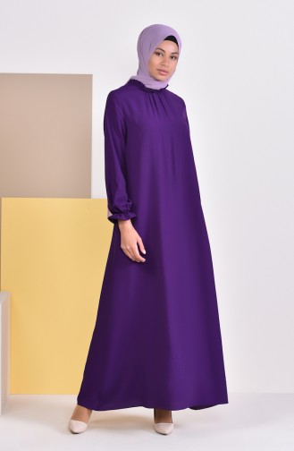 فستان فيسكوز بتصميم مزموم 1012-04 لون بنفسجي 1012-04