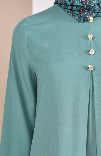 Button Detailed Dress 1013-01 Green 1013-01