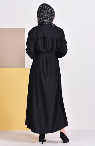 Kemerli Elbise 5020-01 Siyah