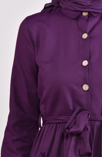 Buttoned Long Tunic 1271-06 Purple 1271-06