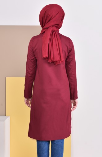 Buttons Detailed Tunic 1272-06 Claret Red 1272-06