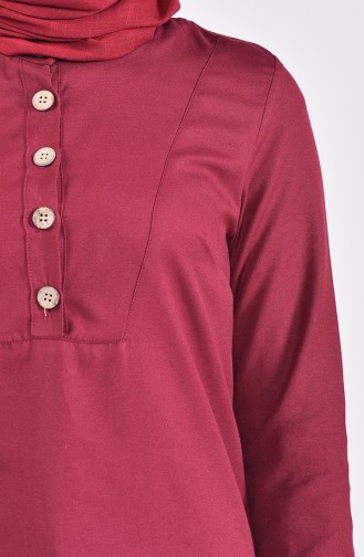 Buttons Detailed Tunic 1272-06 Claret Red 1272-06