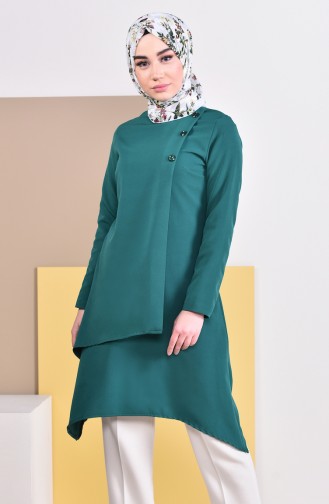 Buttons Detailed Tunic 8213-03 Emerald Green 8213-03