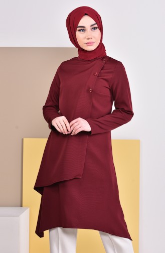 Buttons Detailed Tunic 8213-04 Claret Red 8213-04