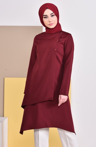 Buttons Detailed Tunic 8213-04 Claret Red 8213-04