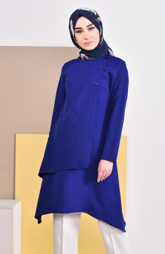 Düğme Detaylı Tunik 8213-05 Saks 8213-05