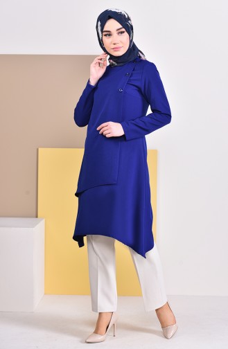 Düğme Detaylı Tunik 8213-05 Saks