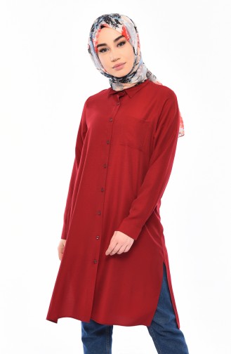 Viscose Pocketed Tunic 8227-03 Claret Red 8227-03