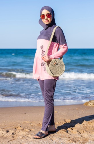 Rauchgrau Hijab Badeanzug 1990-01