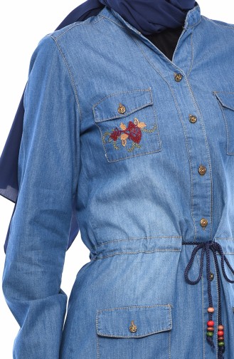 Embroidered Denim Tunic 9224-01 Jeans Blue 9224-01